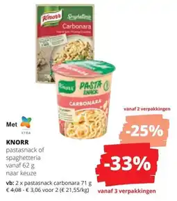 Spar Knorr pastasnack of spaghetteria aanbieding