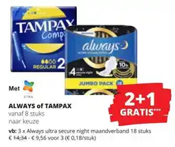 Spar Always of tampax aanbieding