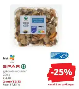 Spar Spar gekookte mosselen aanbieding