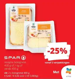 Spar Spar Lasagne bolognese aanbieding