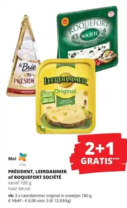 Spar Président, Leerdammer of Roquefort Société aanbieding