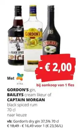 Spar Gordon's gin, Baileys of Captain Morgan aanbieding
