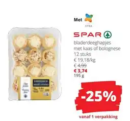 Spar Bladerdeeghapjes met kaas of bolognese aanbieding