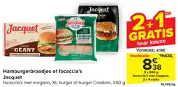 Carrefour Jacquet Hamburgerbroodjes of focaccia's aanbieding