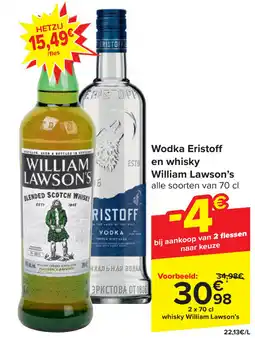 Carrefour Wodka Eristoff en whisky William Lawson's aanbieding