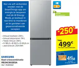 Carrefour Samsung Koel-vriescombinatie RB34C602ESA aanbieding