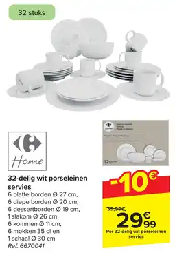 Carrefour 32-delig wit porseleinen servies aanbieding