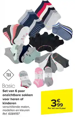 Carrefour Set van 6 paar onzichtbare sokken voor heren of kinderen aanbieding