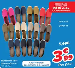 Carrefour Espadrilles voor dames of heren aanbieding