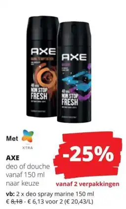 Spar Axe Deo of douche aanbieding