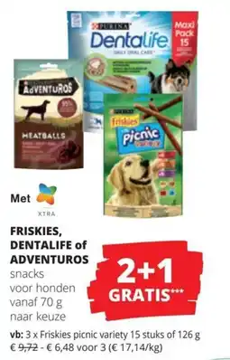 Spar Friskies, dentalife of adventuros snacks aanbieding