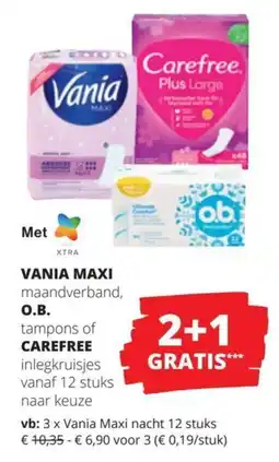 Spar Vania Maxi maandverband, O.B. tampons of Carefree inlegkruisjes aanbieding