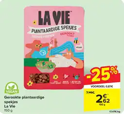 Carrefour La Vie Gerookte plantaardige spekjes aanbieding