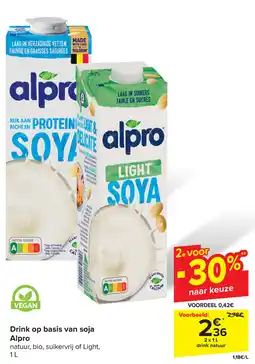 Carrefour Alpro Drink op basis van soja aanbieding