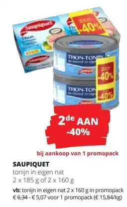 Spar Saupiciquet tonijn in eigen nat aanbieding
