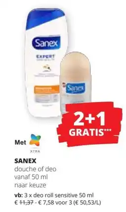 Spar Sanex douche of deo aanbieding