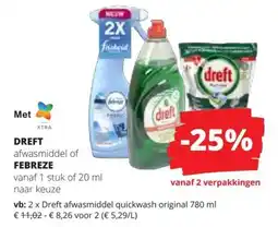 Spar Dreft afwasmiddel of febreze aanbieding
