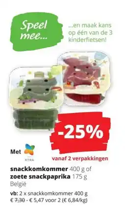 Spar Snackkomkommer 400 g of zoete snackpaprika 175 g belgië aanbieding