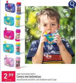 ALDI Disney / nickelodeonr/marvel camera met bellenblaas aanbieding