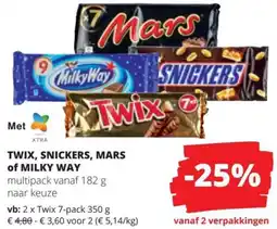 Spar Twix, Snickers, Mars of Milky Way aanbieding