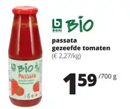 Spar Boni Bio passata gezeefde tomaten aanbieding