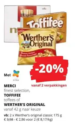 Spar Merci, Toffie of Werther's Original aanbieding