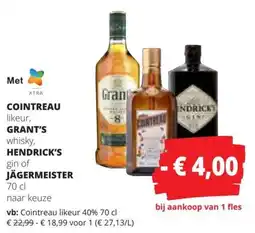 Spar Cointreau, Grant's, Hendrick's of Jägermeister aanbieding