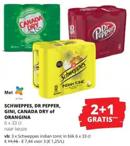 Spar Schweppes, Dr. Pepper, Gini, Canada Dry of Orangina aanbieding