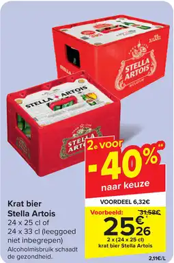 Carrefour Krat Bier Stella Artois aanbieding