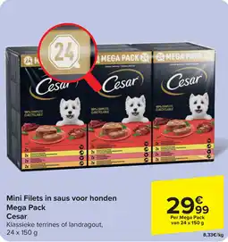Carrefour Mini Filets in Saus voor Honden Mega Pack Cesar aanbieding