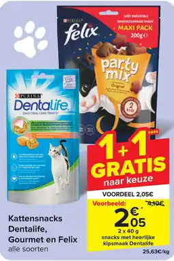Carrefour Kattensnacks Dentalife, Gourmet en Felix aanbieding