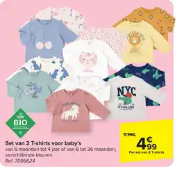 Carrefour Set van 2 T-shirts voor baby's aanbieding
