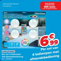 Carrefour Grundig Set van 4 Ledlampen met Afstandsbediening aanbieding