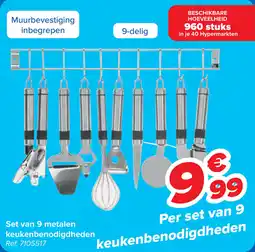 Carrefour Set van 9 Metalen Keukenbenodigdheden aanbieding