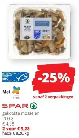 Spar Gekookte Mosselen aanbieding