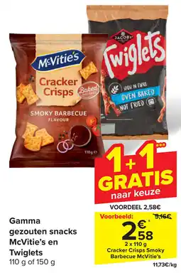 Carrefour Gamma gezouten snacks McVitie's en Twiglets aanbieding