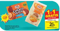 Carrefour Madeleines met eieren, koekjes Choco Waffle of Choco Muffin St Michel aanbieding