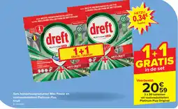 Carrefour Sets handafwasproducten Max Power en vaatwastabletten Platinum Plus Dreft aanbieding