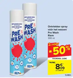 Carrefour Ontvlekker spray vóór het wassen Pre Wash Riem aanbieding
