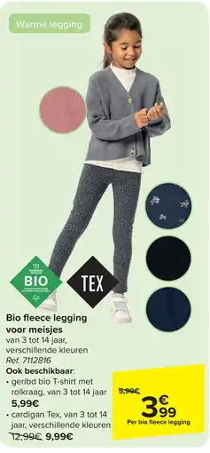 Carrefour Tex Bio fleece legging voor meisjes aanbieding