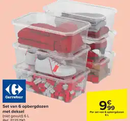 Carrefour Set van 6 opbergdozen met deksel aanbieding
