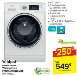 Carrefour Whirlpool Wasmachine FFD11469EBCVBE aanbieding