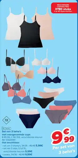 Carrefour Basic set van 3 beha's met voorgevormde cups aanbieding