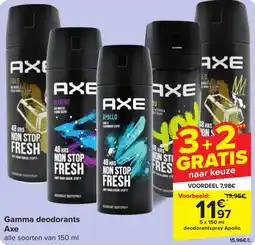 Carrefour Gamma deodorants Axe aanbieding