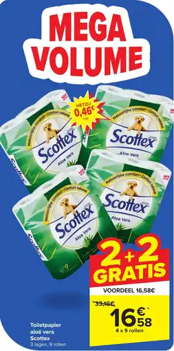 Carrefour Toiletpapier alo vera Scottex aanbieding