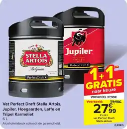 Carrefour Vat Perfect Draft Stella Artois, Jupiler, Hoegaarden, Leffe en Tripel Karmeliet aanbieding