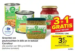 Carrefour Groenten en peulvruchten in blik en in bokaal carrefour aanbieding