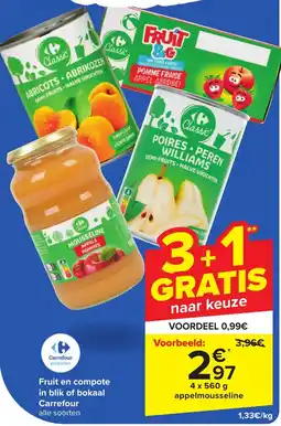 Carrefour Fruit en compote in blik of bokaal Carrefour aanbieding