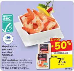 Carrefour Gepelde roze garnalen met staart Carrefour aanbieding