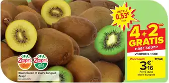 Carrefour Zespri Kiwi's Green of kiwi's Sungold aanbieding